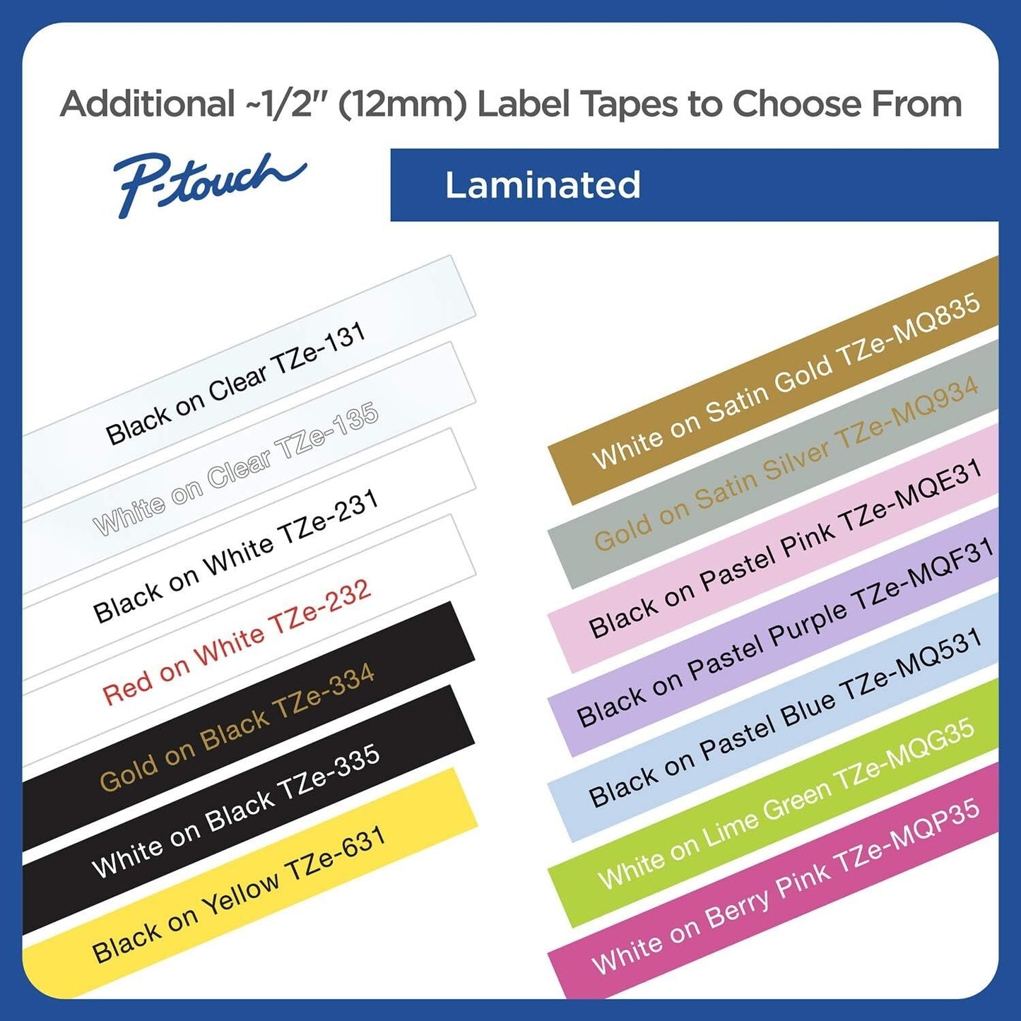 TZE231 Brother Black Print on White Laminated Tape Ptouch Label Maker