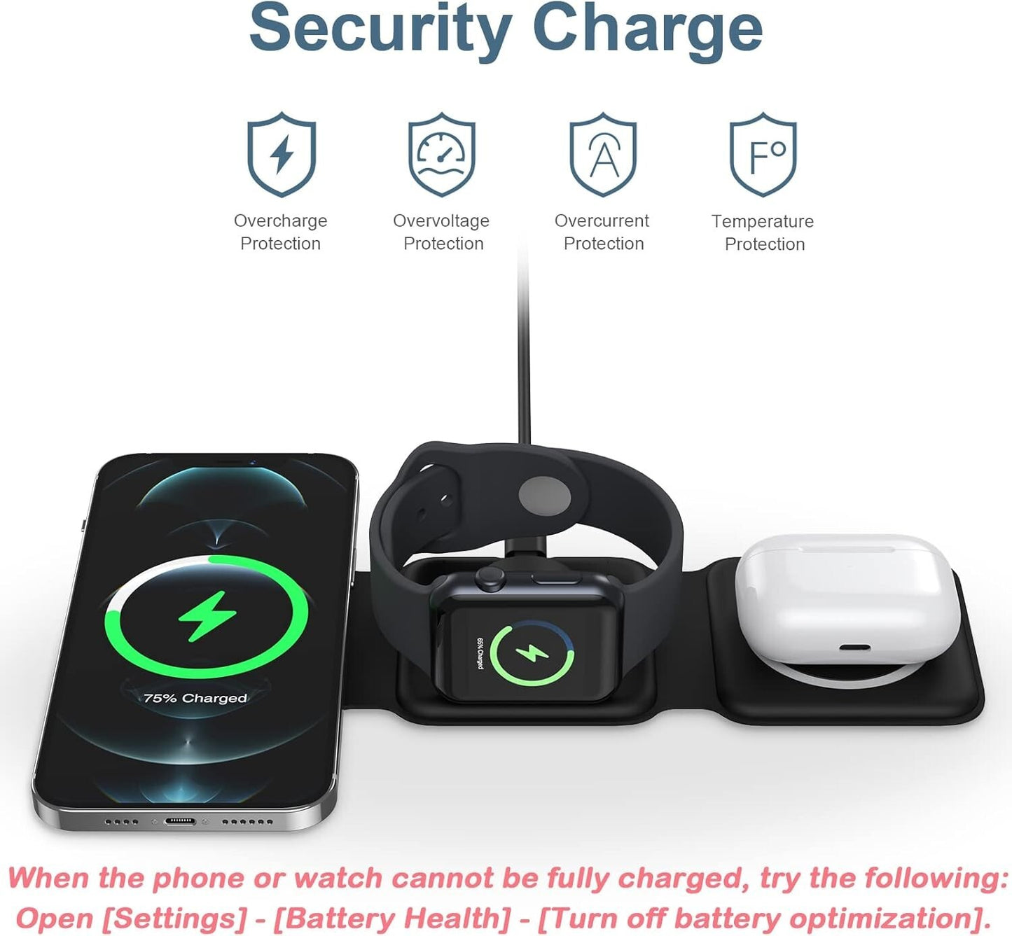 OEM 3 in 1 Foldable Wireless Charger Ankilo Magnetic Fast Charging Pad
