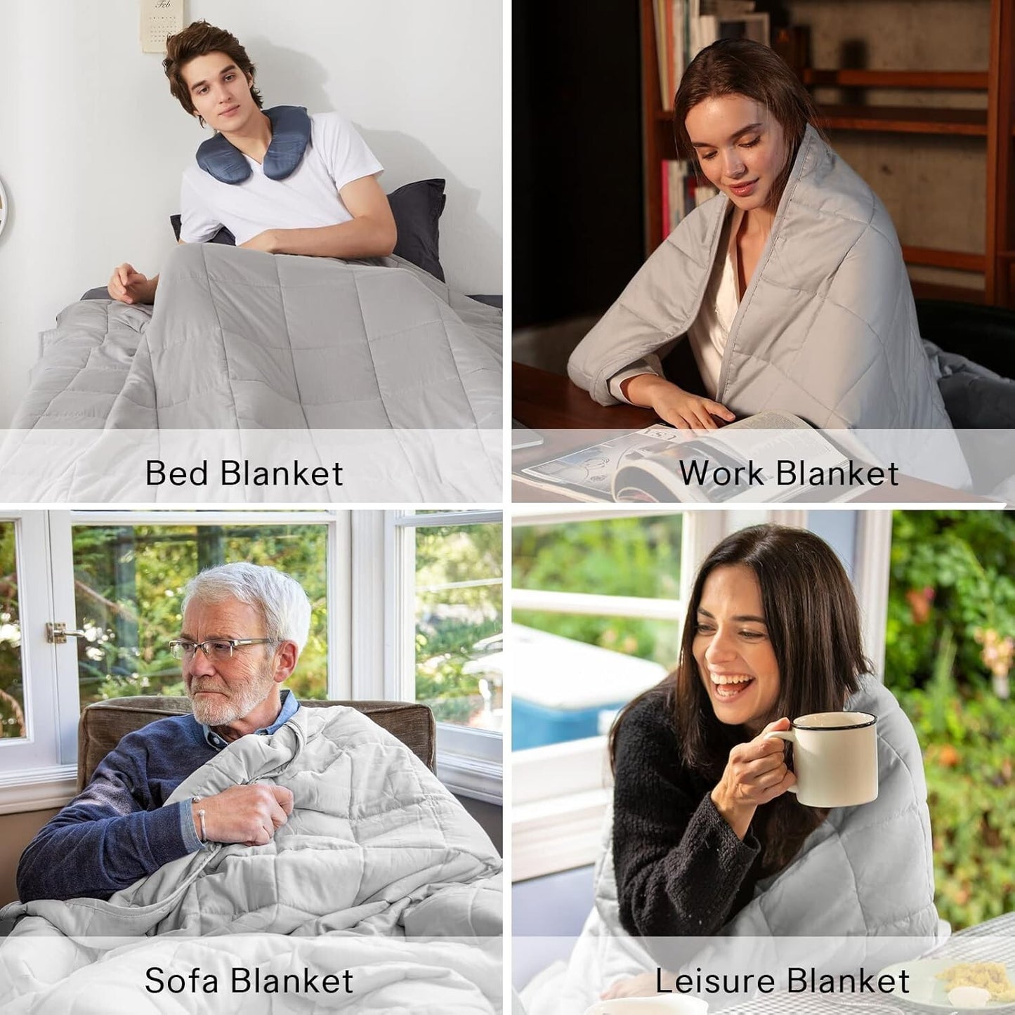 ZonLi Weighted Blanket 60x80 15lbs Queen Size Light Grey Cooling
