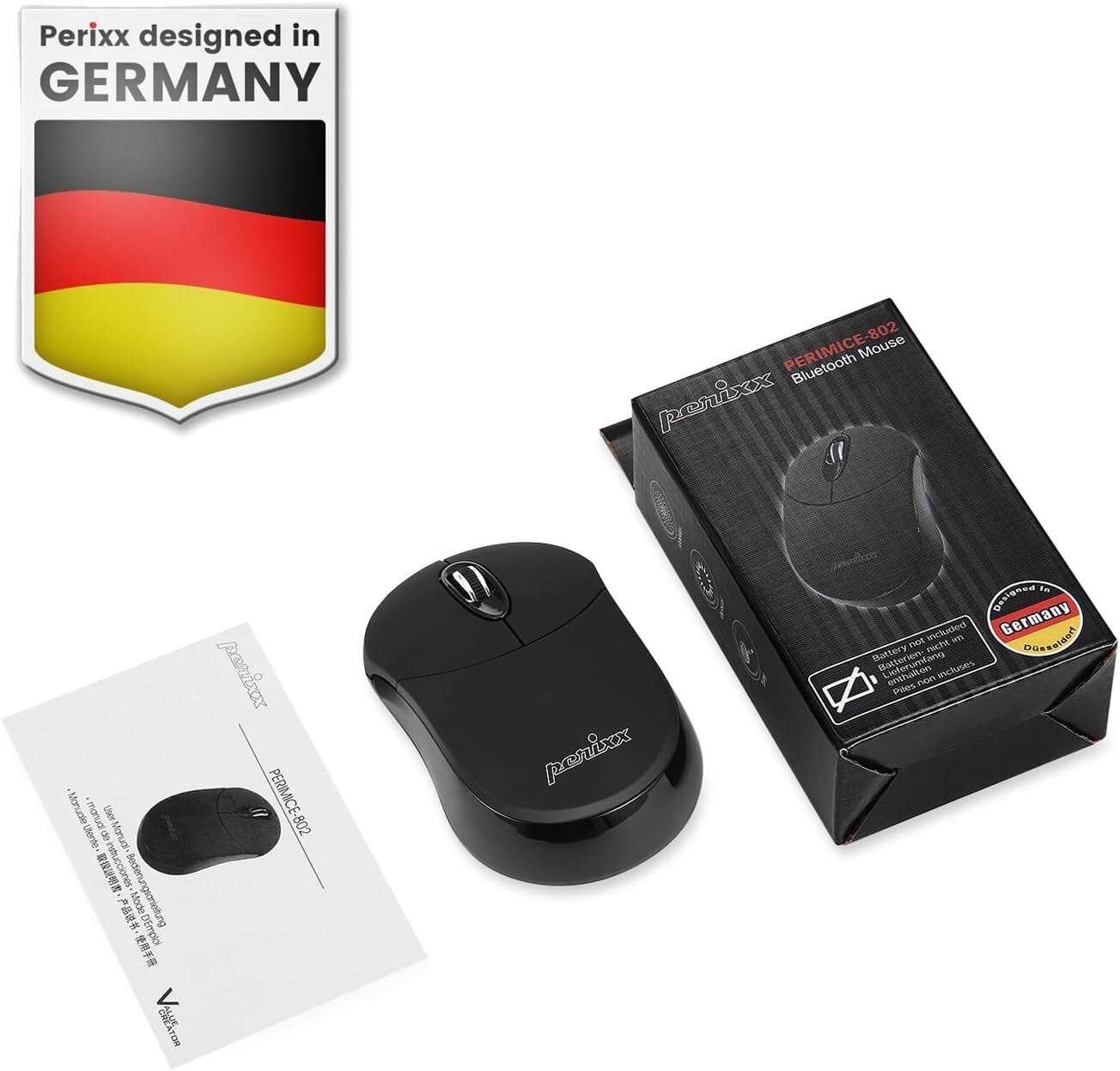 PERIMICE-802B Wireless Bluetooth Mouse Portable Design Windows iOSBlack