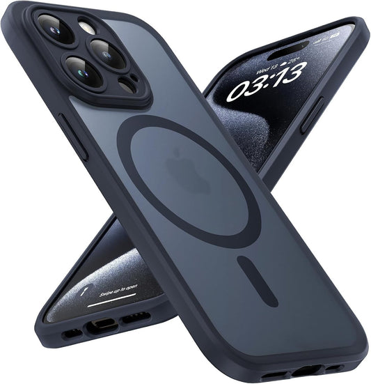 TOCOL -BLACK Magnetic iPhone 15 Pro fit MagSafe Translucent Matte Back