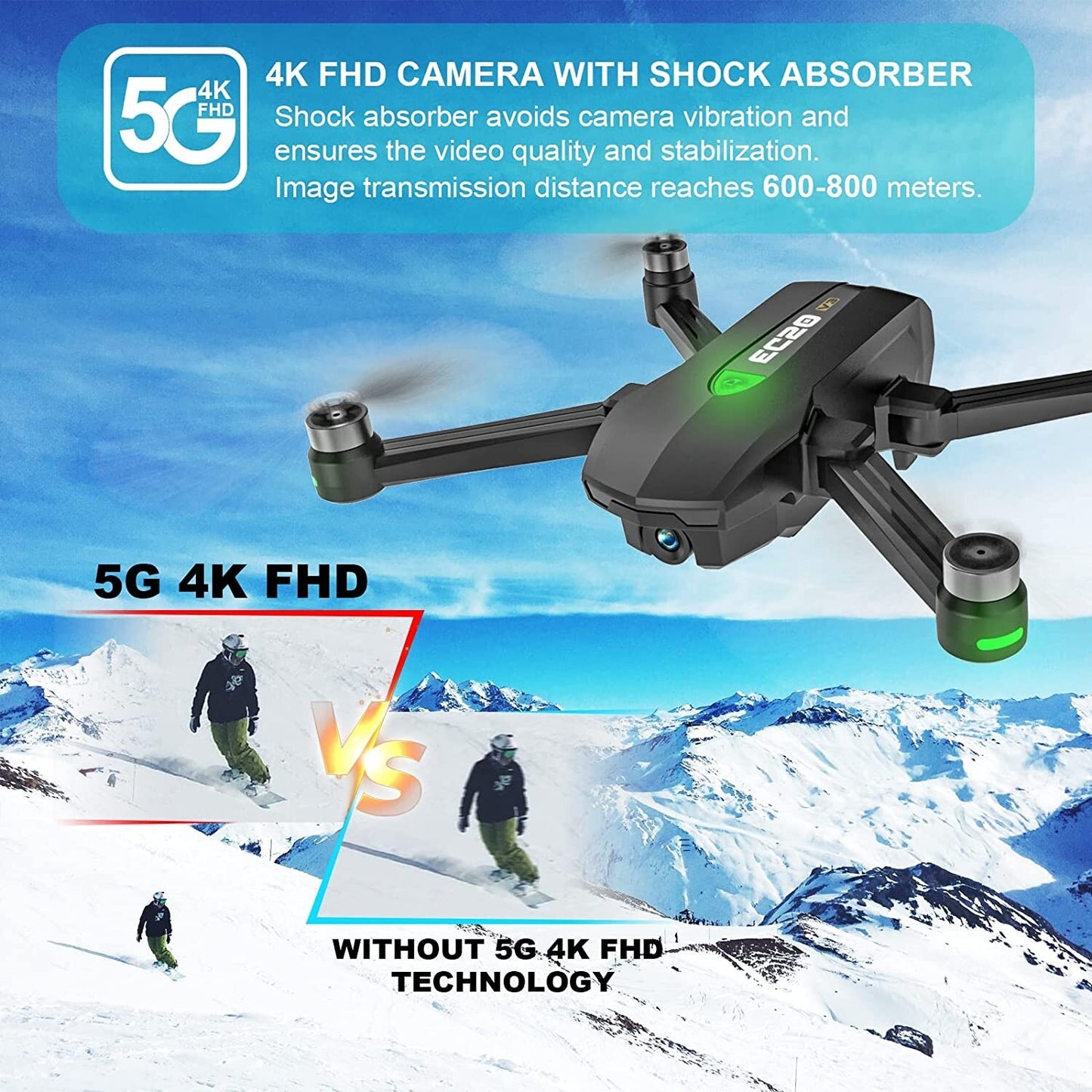 UNTEI GPS Drones wCamera Adults 4K Auto Return HomeOptical Flow Positionin