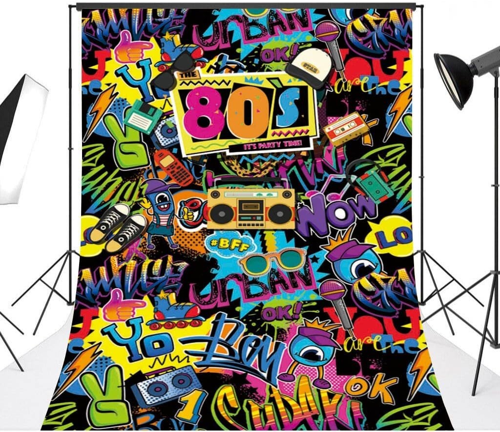 Mocsicka Hip Pop 80s Themed Backdrop 80s Graffiti Photography Background 5x7ft