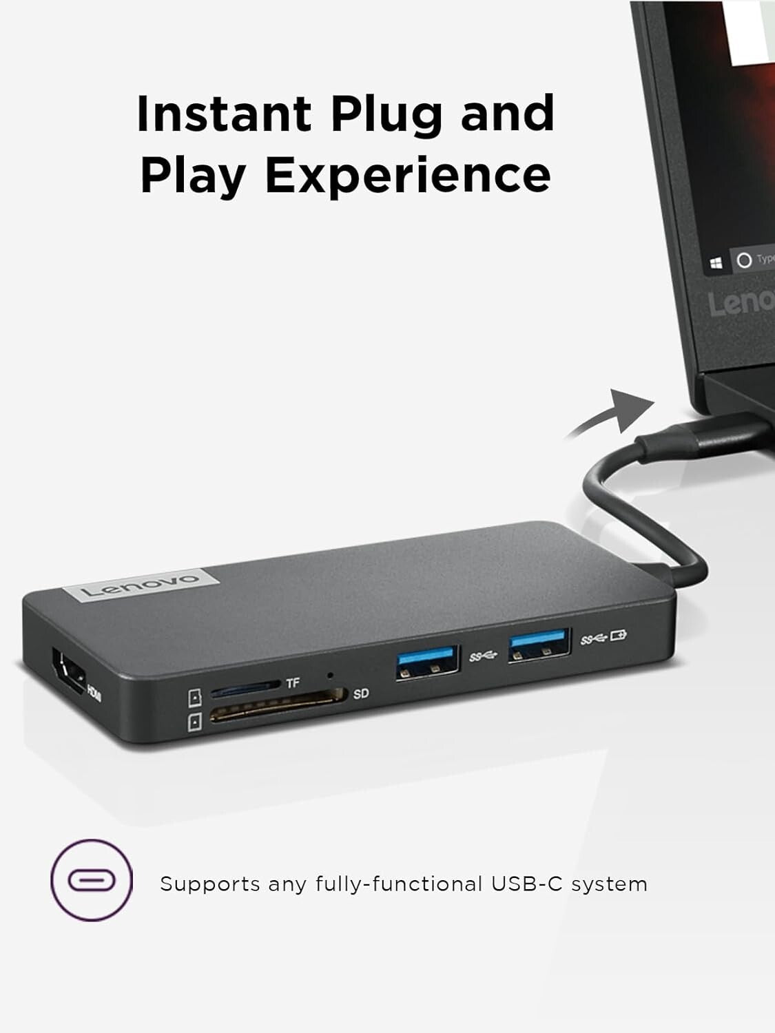 USB-C Lenovo 7in1 Hub Computer Networking Laptop Accessory 8