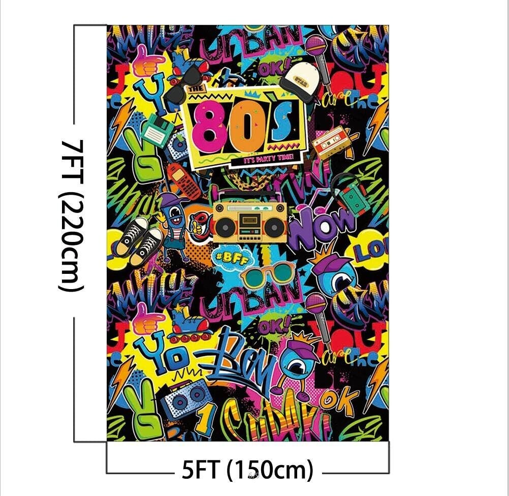 Mocsicka Hip Pop 80s Themed Backdrop 80s Graffiti Photography Background 5x7ft
