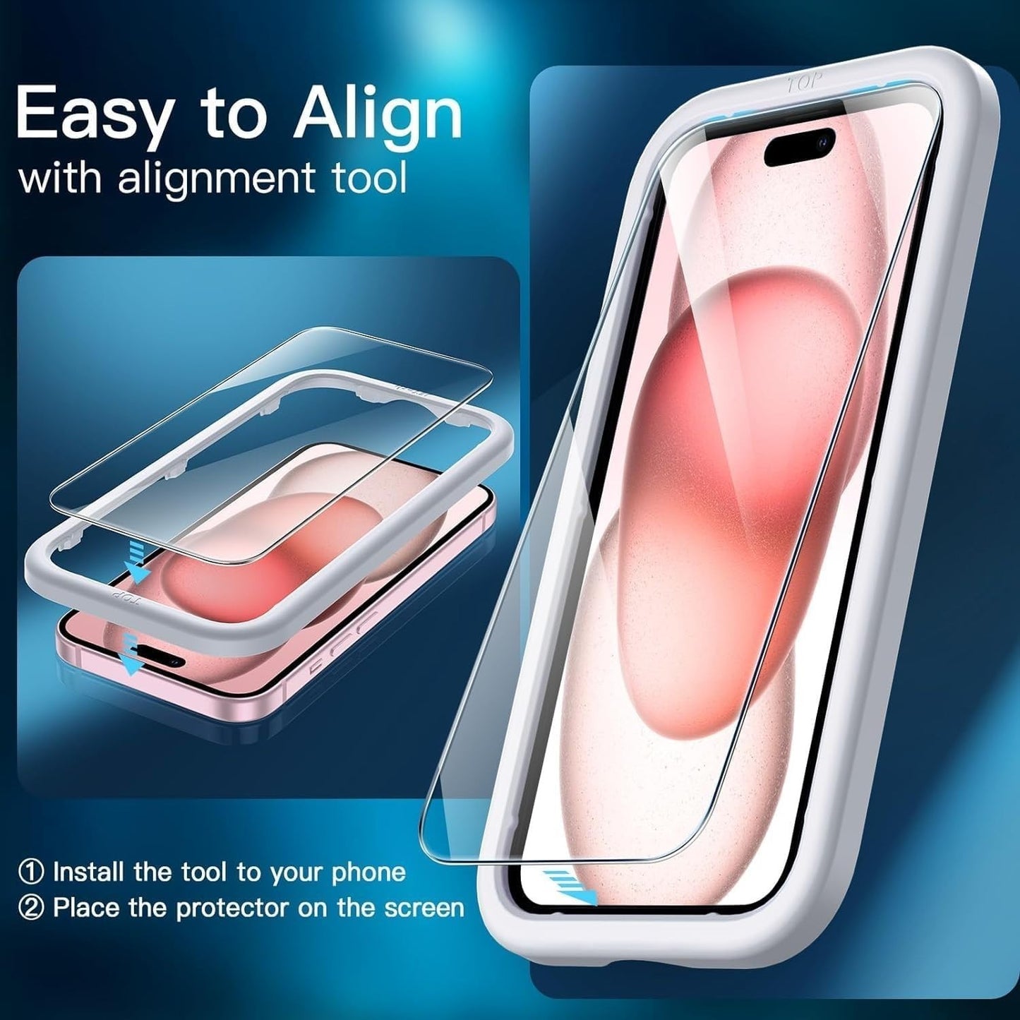 SaharaCase ZeroDamage iPhone 15 Plus 6.7" Tempered Glass Screen Protector 2-Pack