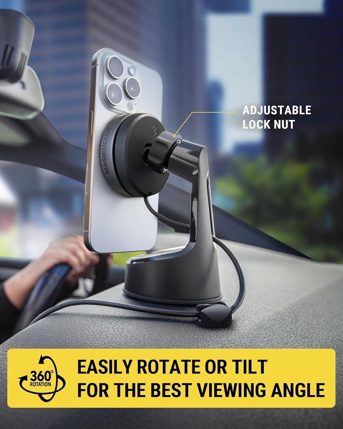 Scosche Qi2 MagSafe Car Mount 15W Wireless Charger w/ Suction Cup, iPhone 16/15