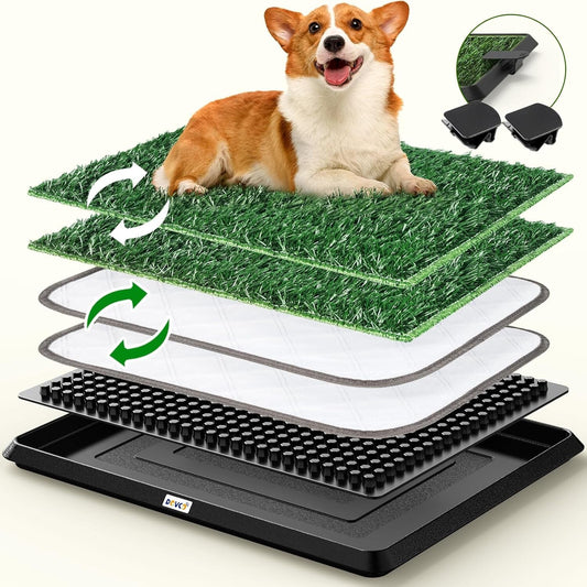 Super Absorbent Dog Grass Pad with Tray 20x16" Reusable Puppy Potty Training Mat