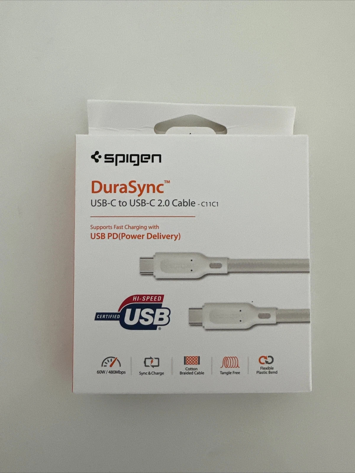 Spigen DuraSync C to C Cable Power Delivery PD Fast Charging 60W USB