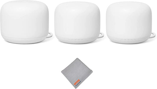 Nest WiFi Router + 2 Points (3-Pack) – Mesh WiFi with Smart Speaker, White