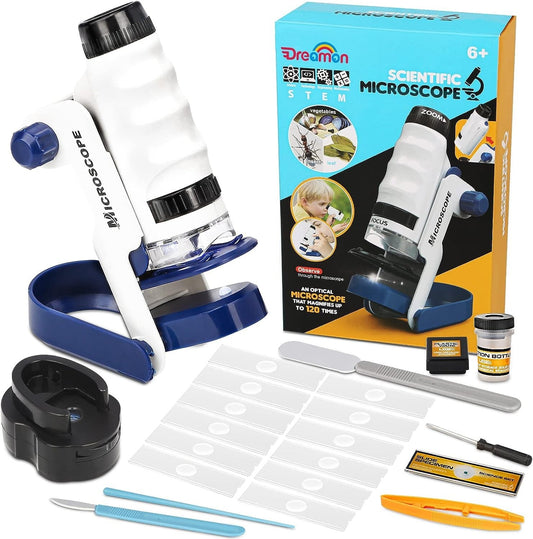 LED Dreamon Pocket Microscope w Lighted 60x120x Kids Portable Microscope