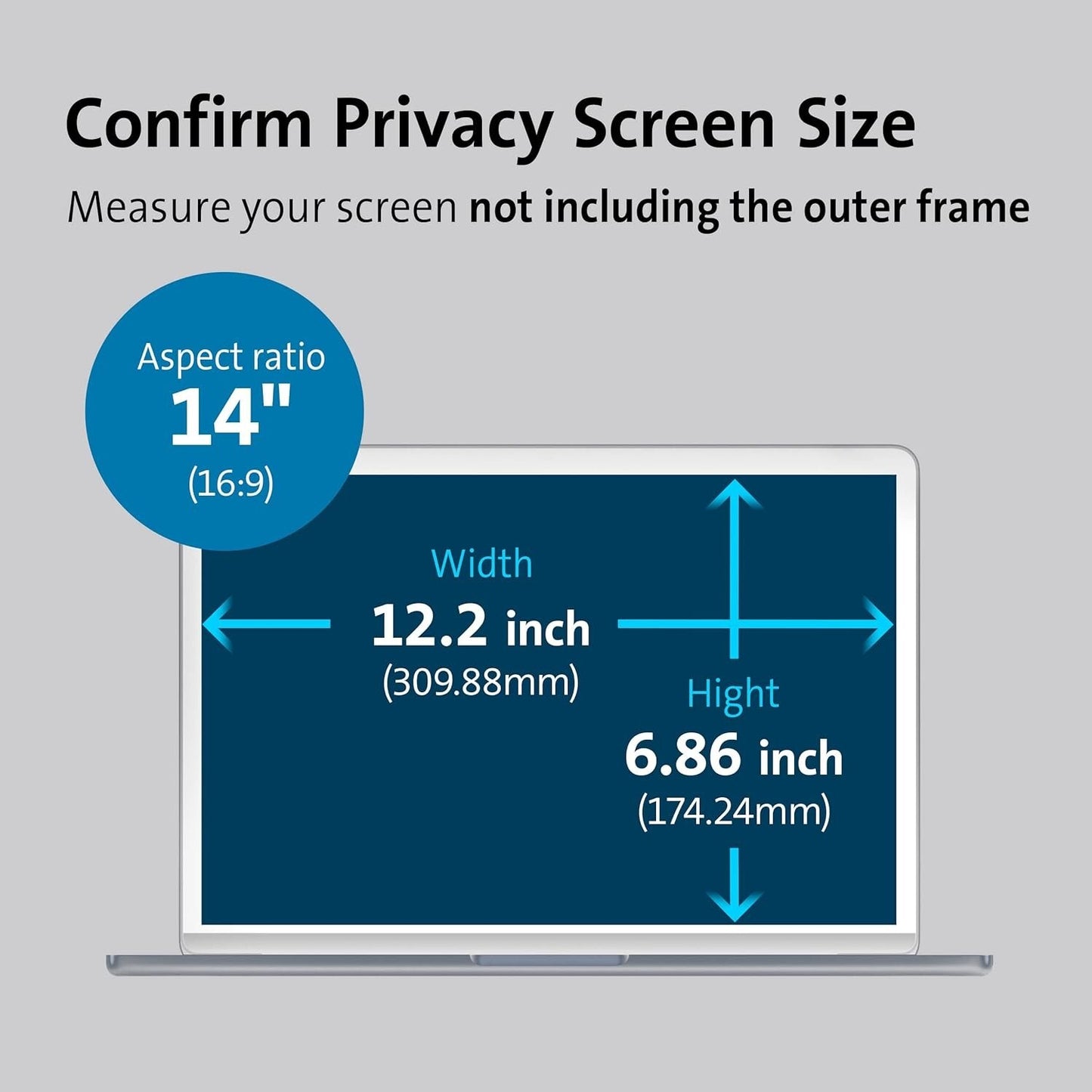 Kensington MagPro Magnetic Laptop Privacy Screen 14" Removable AntiGlare 16:9