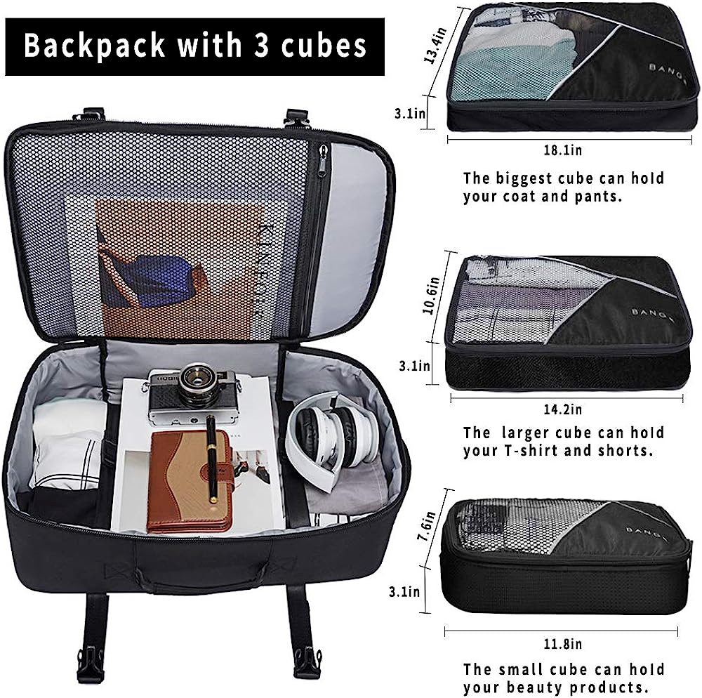 BANGE 40- Travel Overnight Backpack Liter Flight Approved Weekender Bag Carry