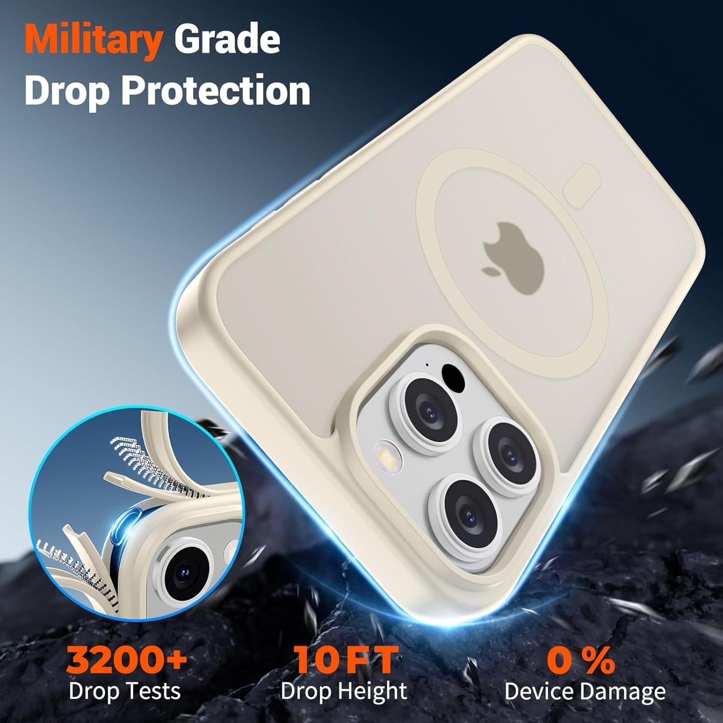1. SUPFINE iPhone 15 Pro Max Case MagSafe Slim Matte Shockproof Antique White
