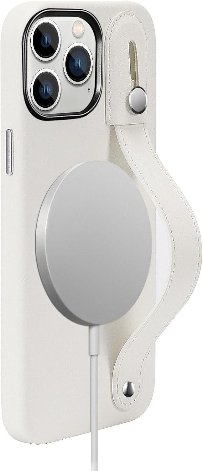 WHITE SaharaCase FingerGrip MagSafe Phone iPhone 15 Pro Max Shockproof