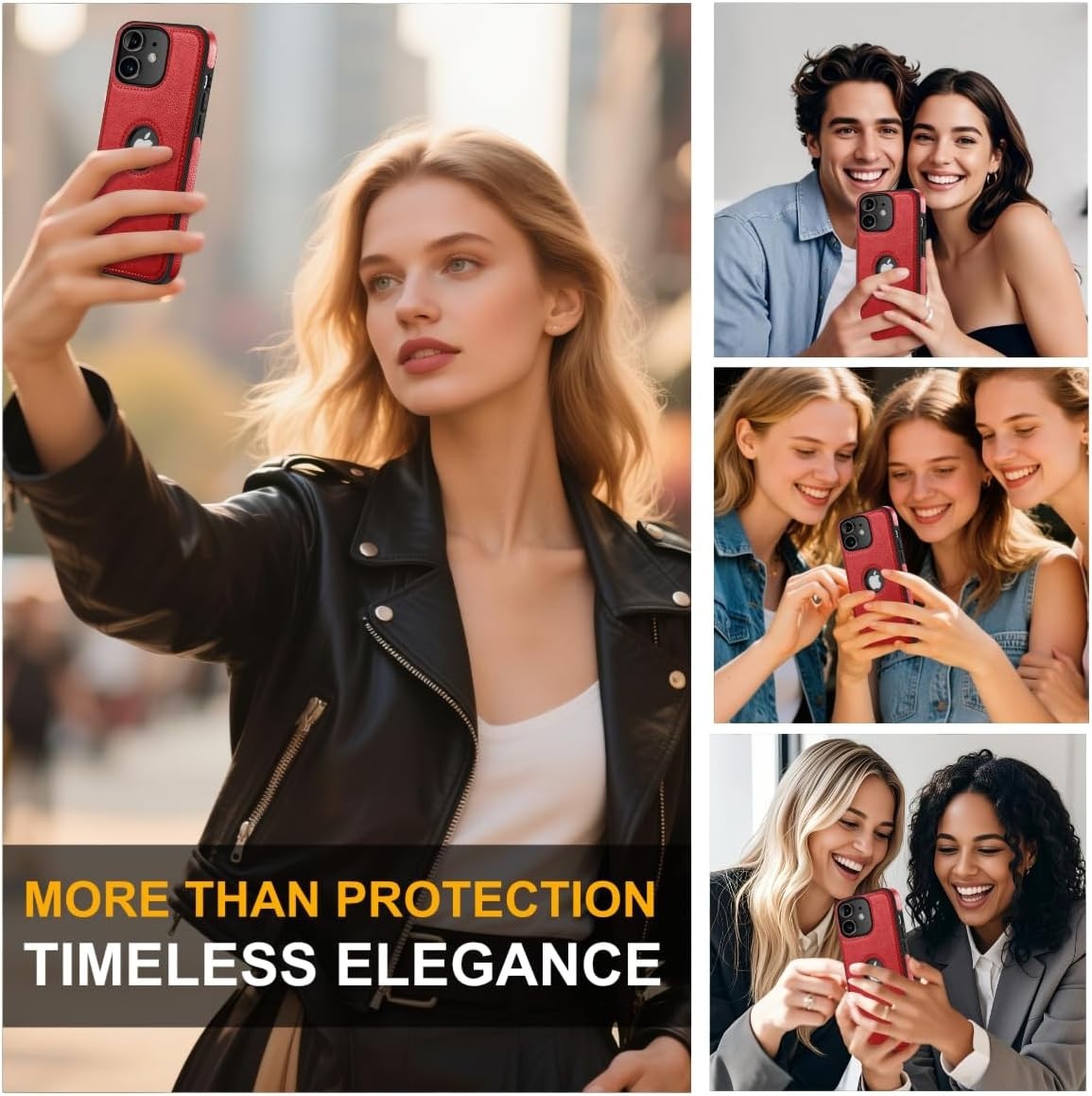 Luxury Leather Case for iPhone 11 – Slim Business Cover, Anti-Slip, Red (6.1")