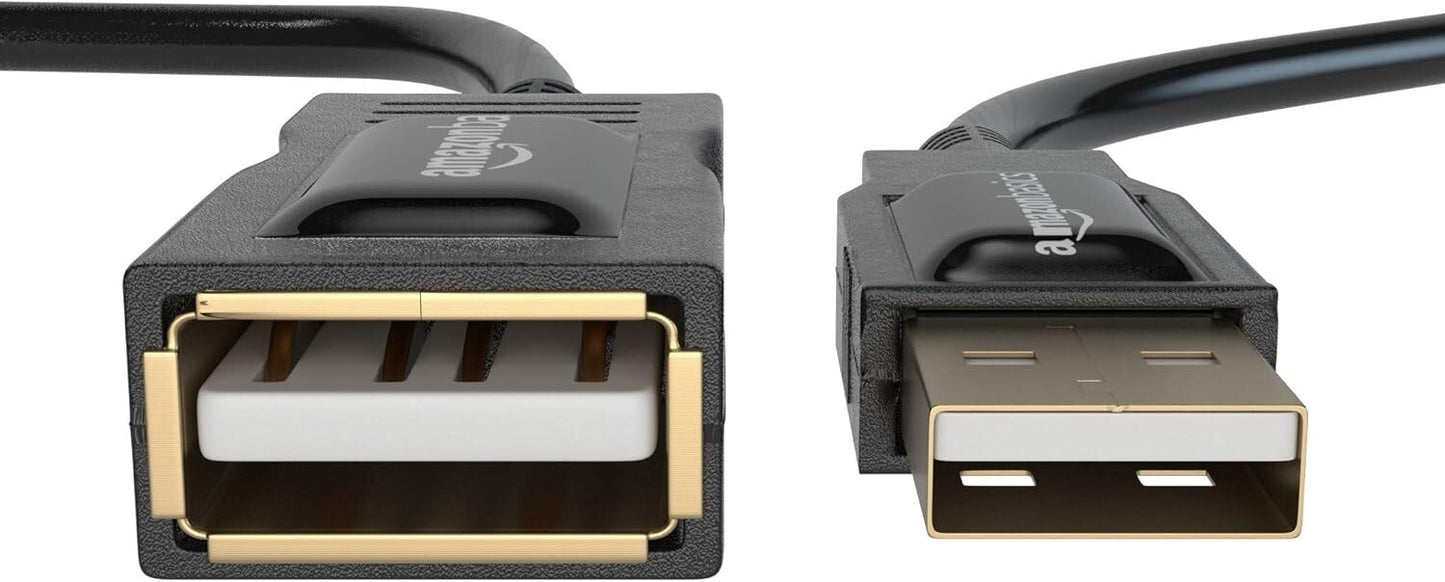 USB BLACK Amazon Basics Extension Cable 20 A Male to Female Adapter Cord 33f