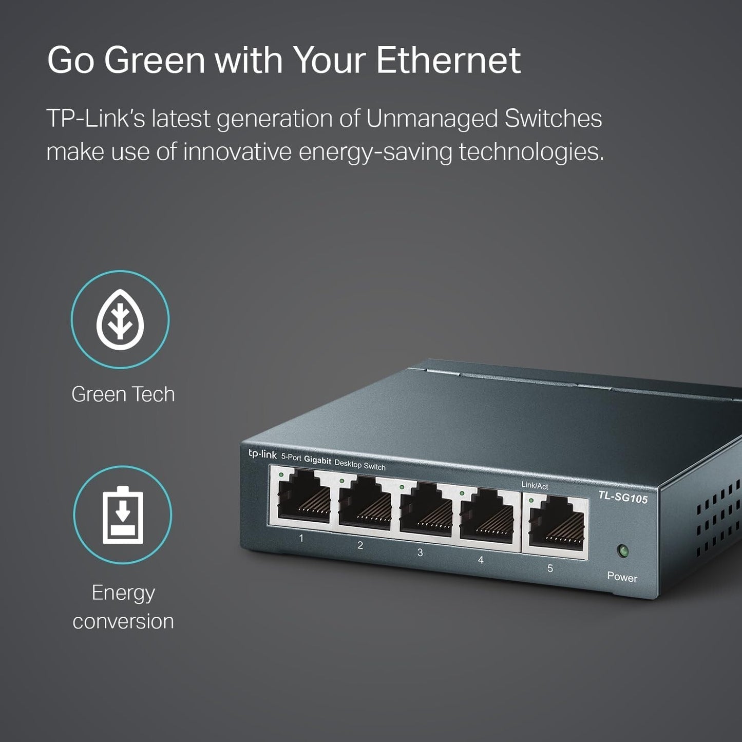 TP-Link TL-SG105 5 Port Gigabit Unmanaged Ethernet Switch Network Hub