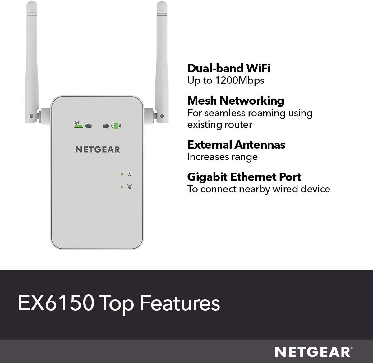 NETGEAR AC1200 WiFi Range Extender PlugIn