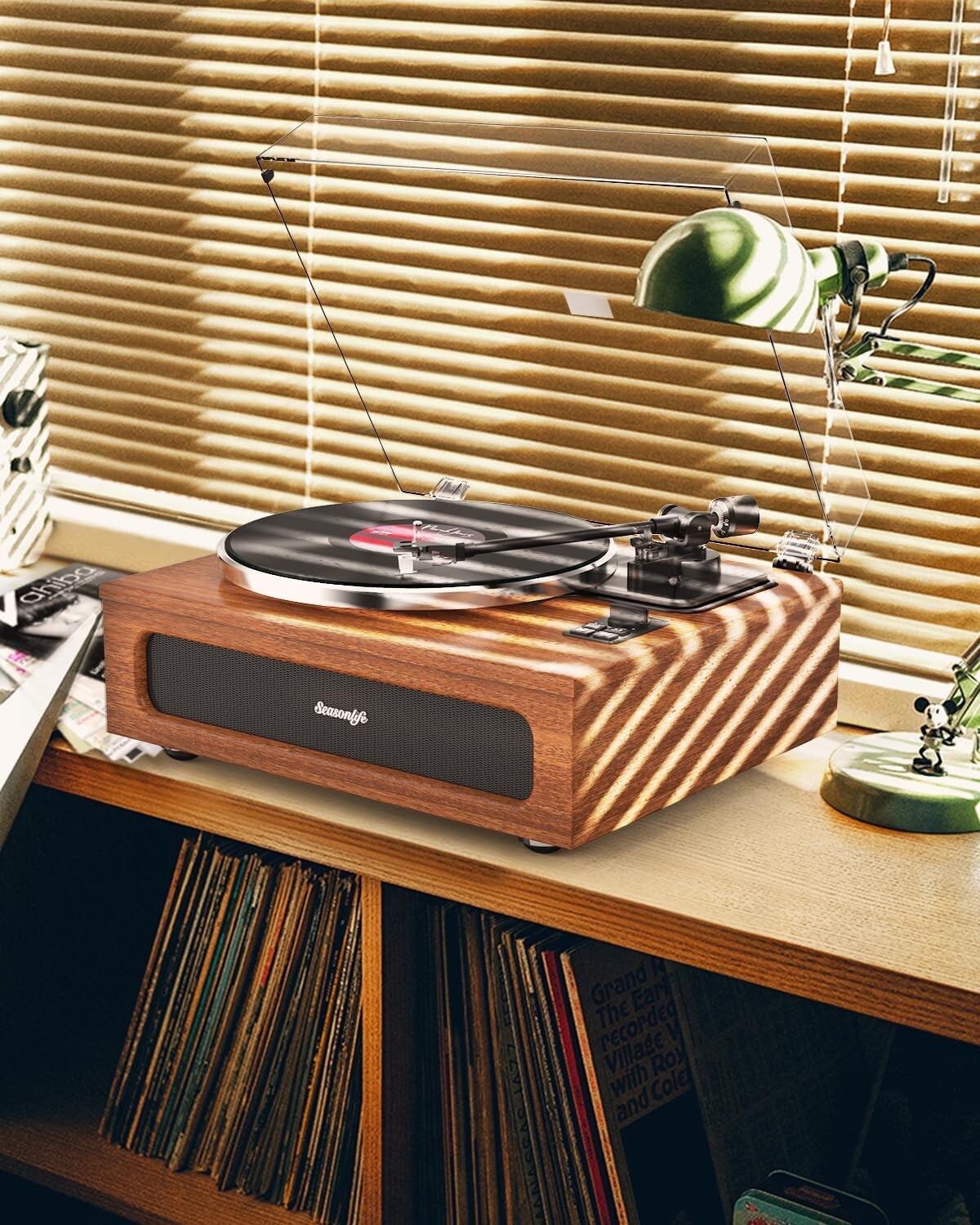 All-in-One Hi-Fi Record Player Turntable w/ 4 Speakers Bluetooth Phono Preamp