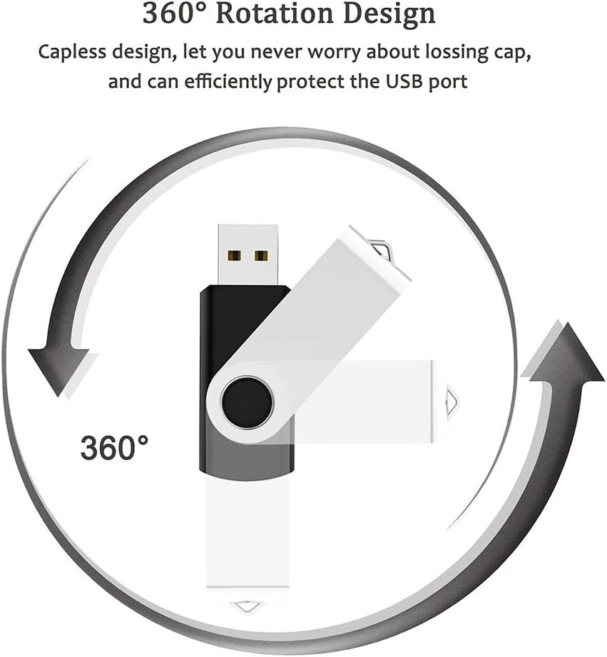 2 Pack 32GB USB Flash Drives USB 2.0 Swivel Thumb Memory Sticks – Black