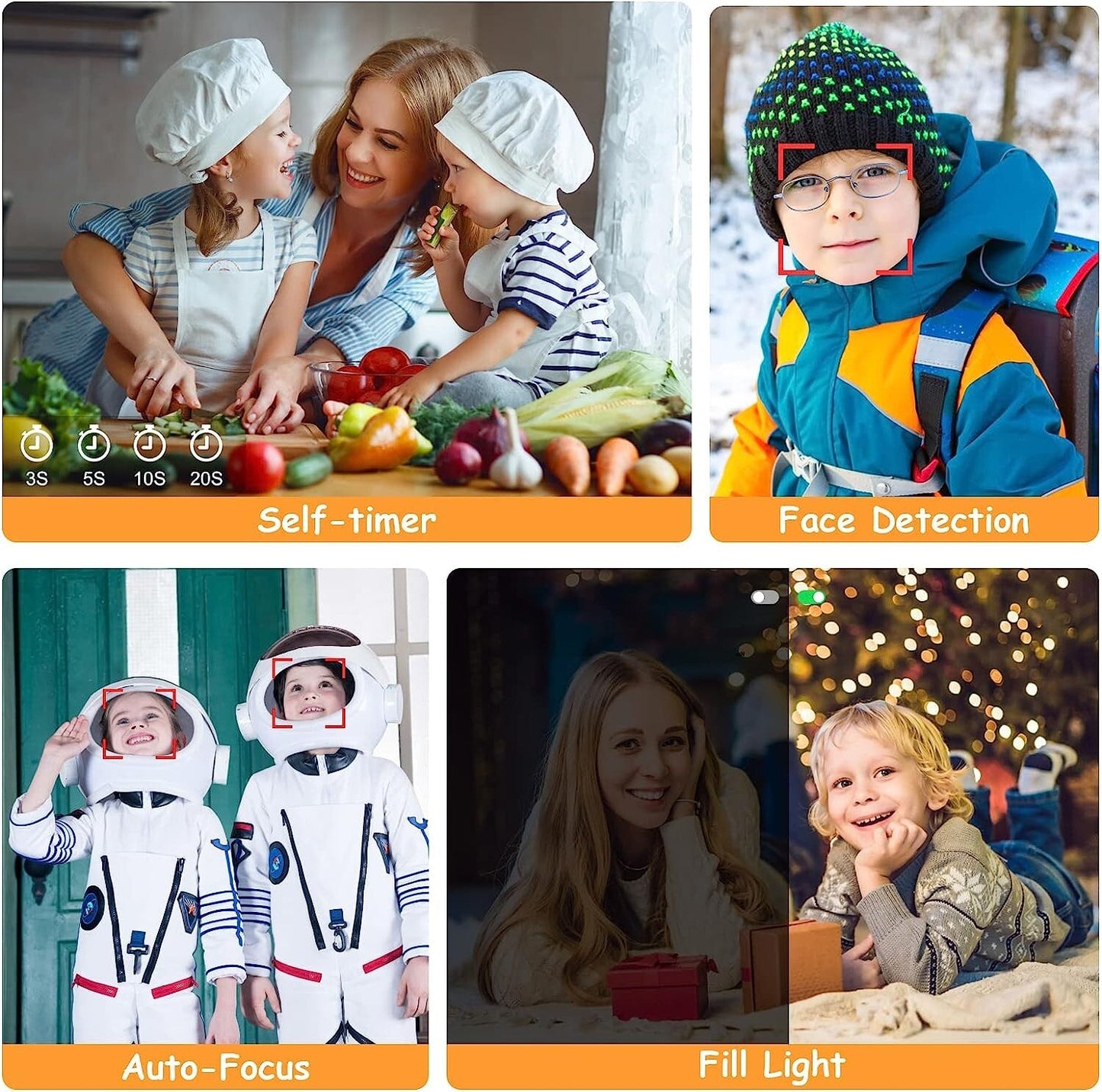 FHD 1080P Kids Digital Camera Compact Camera Autofocus Digital Zoom