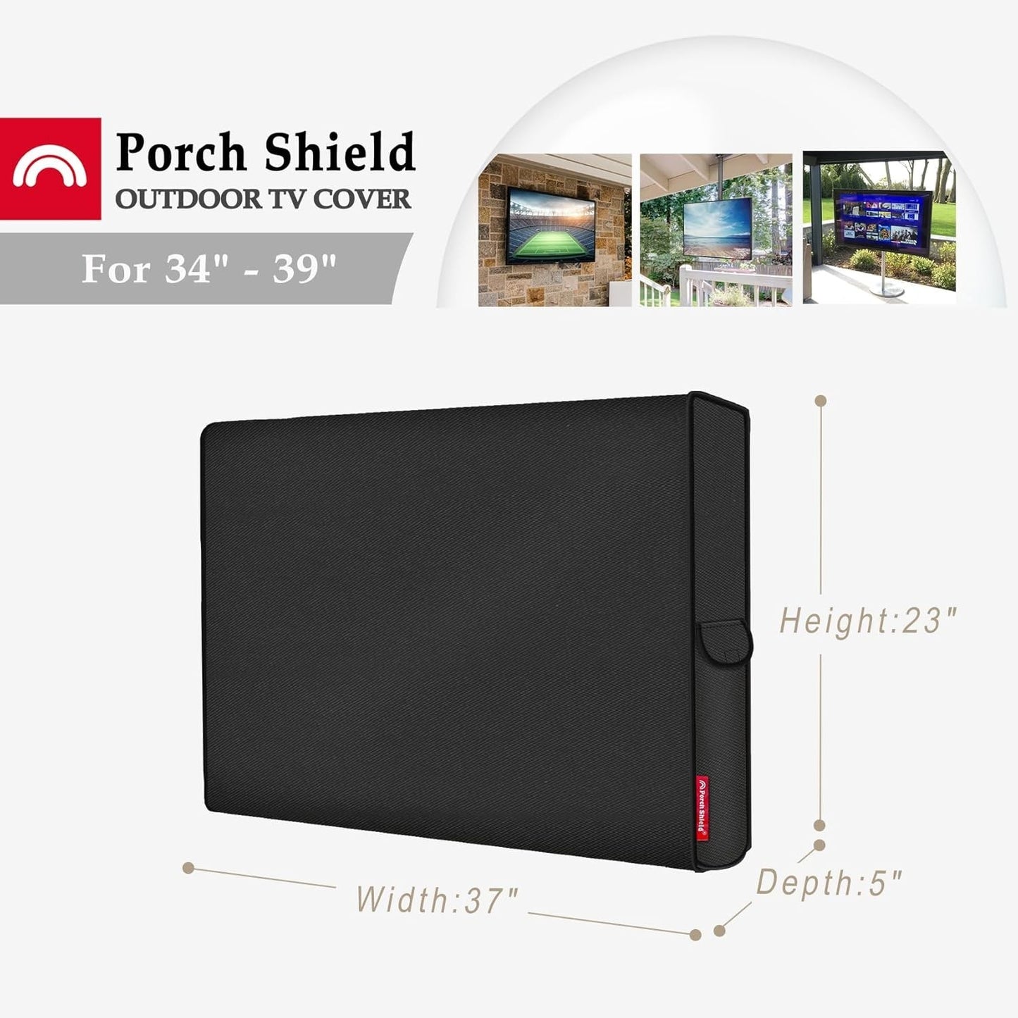 Porch Shield Outdoor TV Cover 34–39" Weatherproof Protector – Black