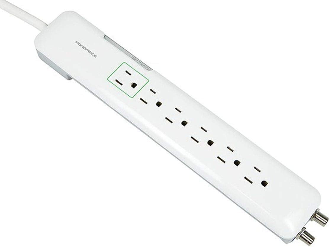 9199 1080J Monoprice 6 Outlet Slim Surge Protector Power Strip 4 foot