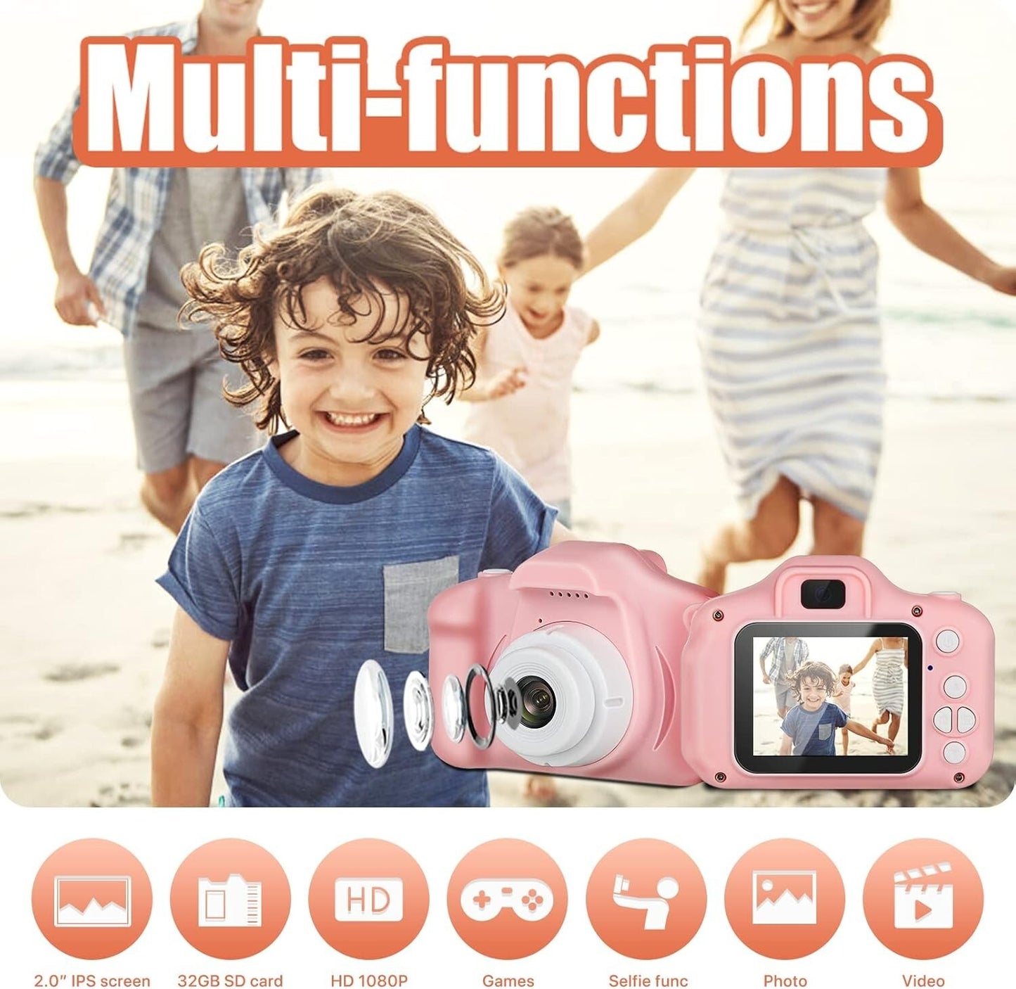 3-12 1080P Camera Kids Boys Girls Years Old HD Digital Camera SD Card