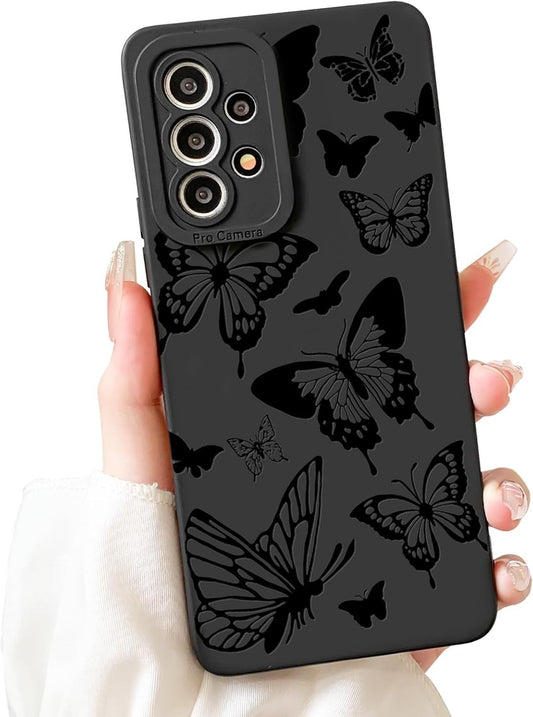 Compatible for Samsung Galaxy A13 4G Case Cute Cool Butterfly with Black Design