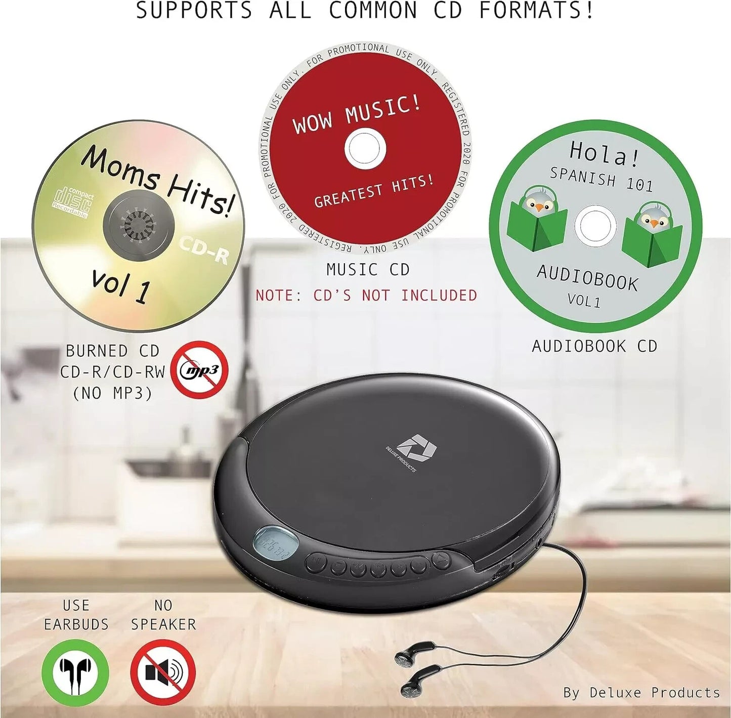 Deluxe Products dppcd Portable CD Player 60 Second Anti Skip Stereo