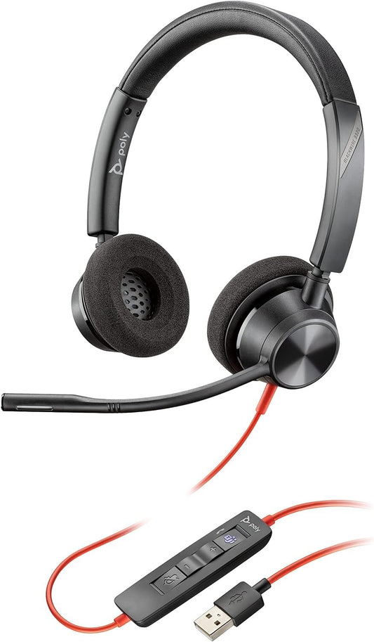 3320-M USB-A Plantronics Blackwire Stereo Headset Black