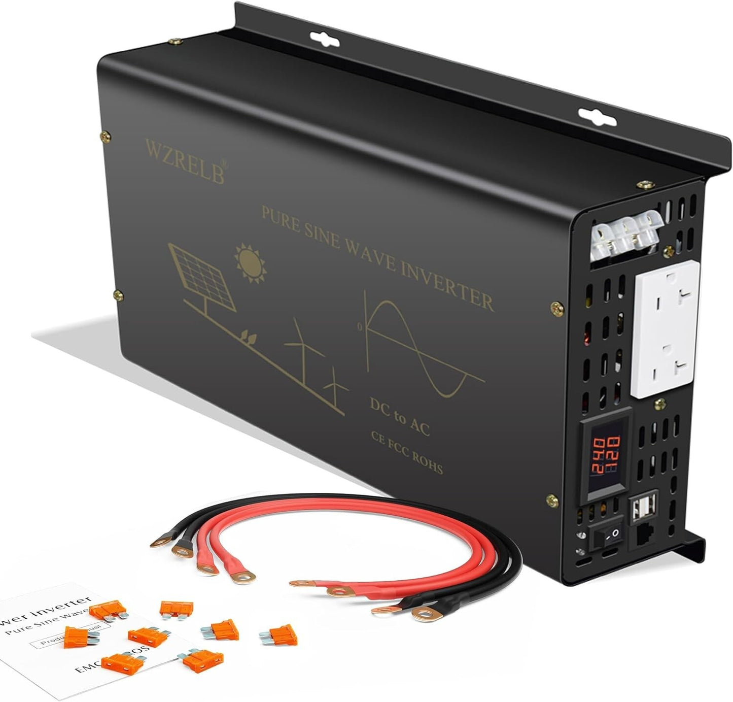 3000 24VDC Watt Pure Sine Wave Power Inverter to Peak Builtin Soft