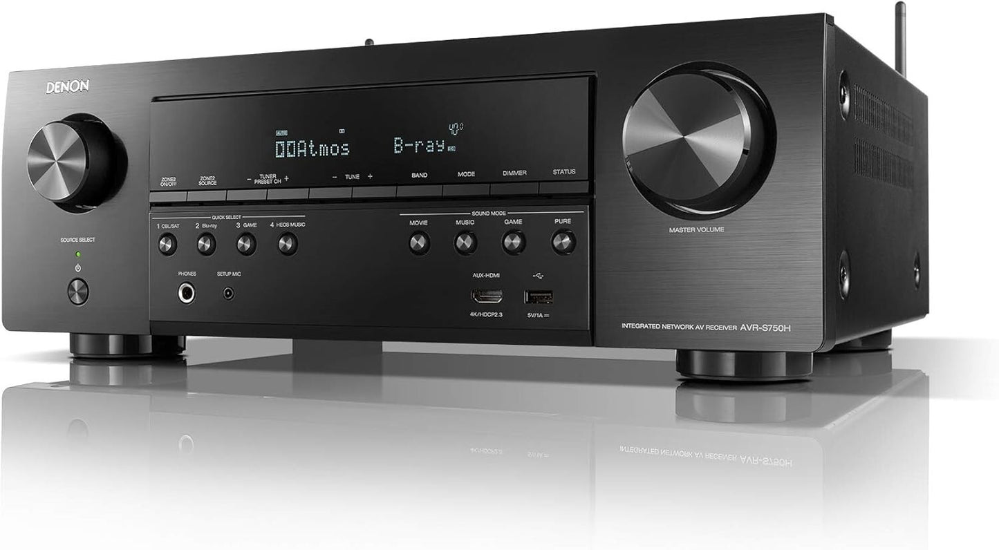 Denon AVR-S760H 7.2 Ch AVR 75 W/Ch 2021 Model Advanced 8K Upscaling Dolby