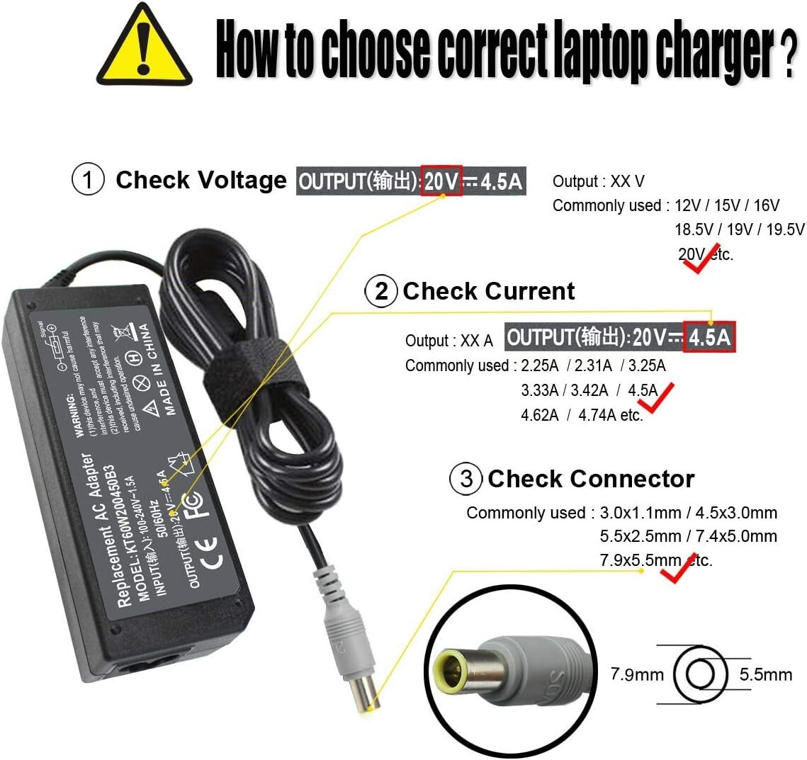 90W 20V Lenovo AC Charger ThinkPad Laptop Power Adapter 45A Power Supply