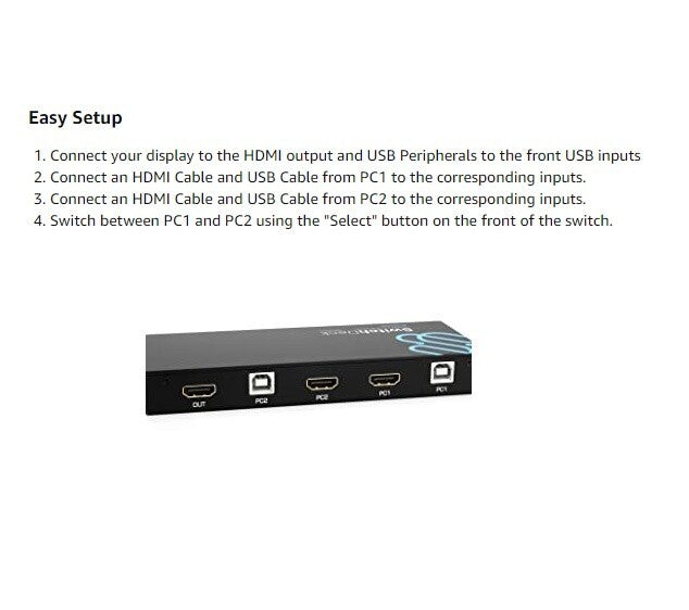 HDMI KVM SwitchDeck 4K Switch Sewell Switch Easily Between Two PCsMacs