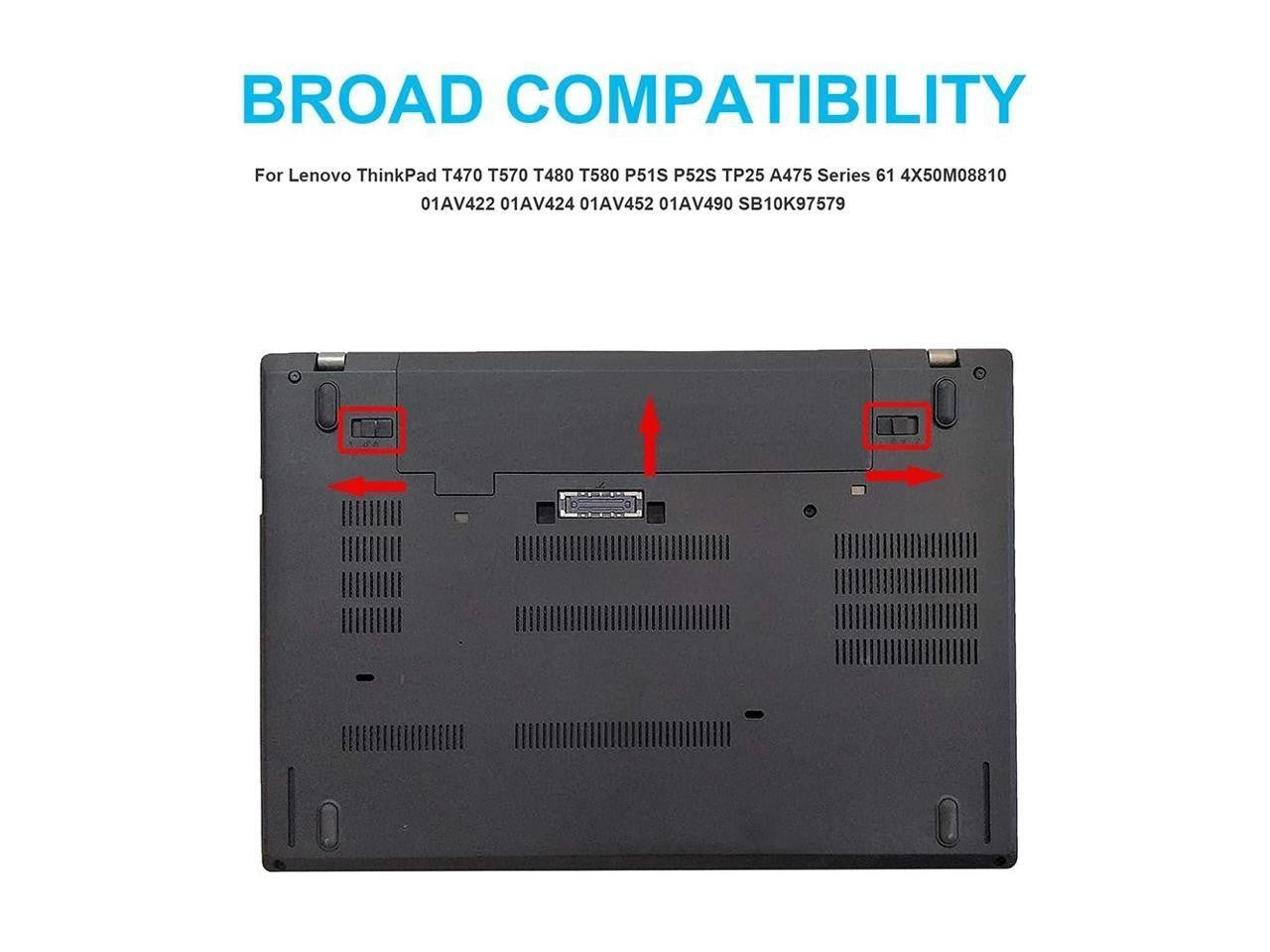 Laptop Battery for Lenovo ThinkPad T470/80 T580 P52S A485, 01AV423/25 11.4V 24Wh