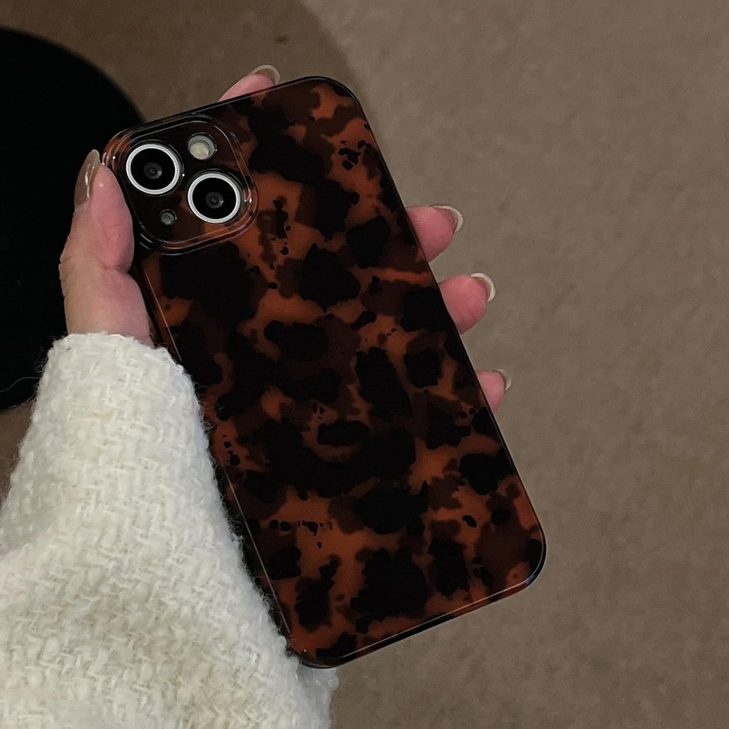 Tortoise Shell Case for iPhone 15,Slim Amber Leopard Print Cover, 6.1" Retro