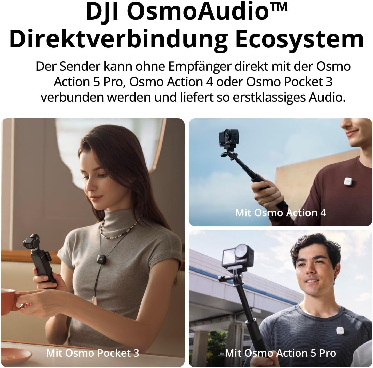 DJI Mic Mini (1TX+1RX) Wireless Lavalier Mic – iPhone/Camera, 400m, Noise Cancel