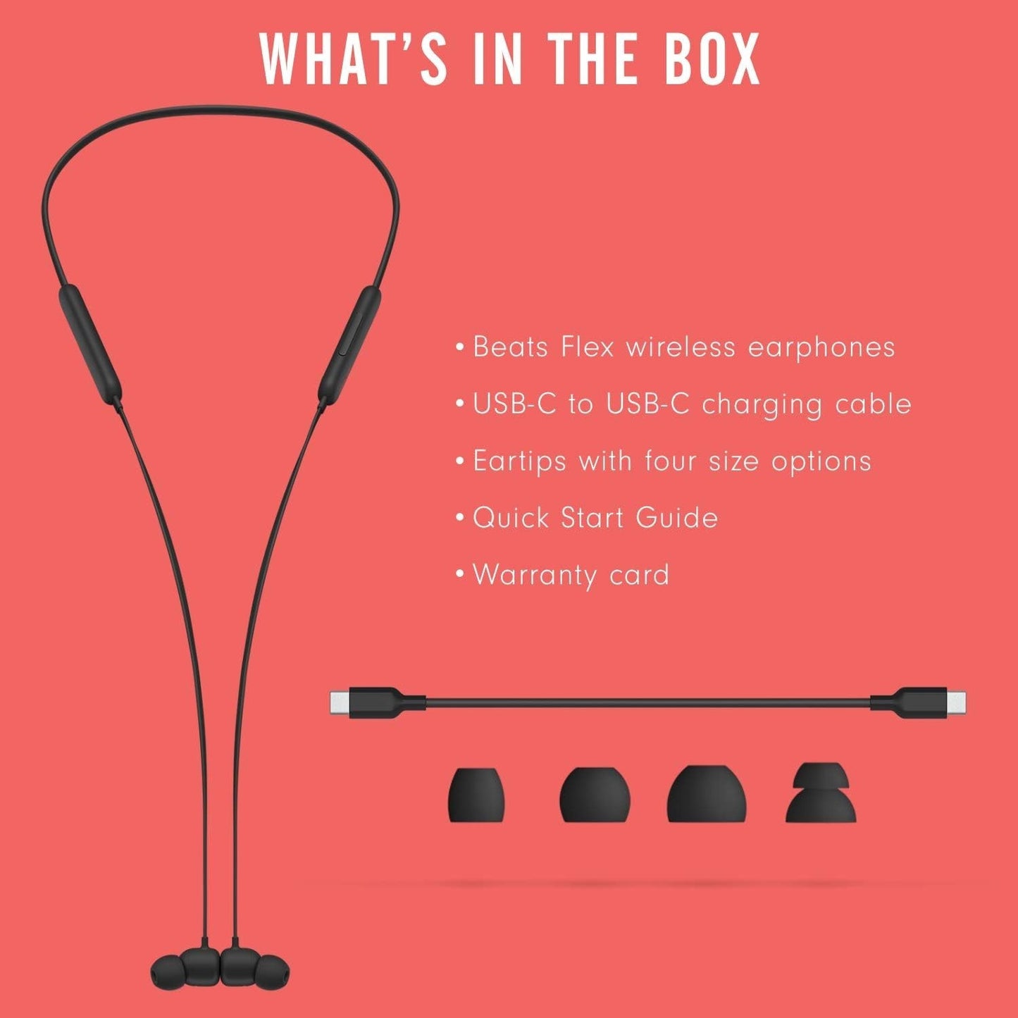 Beats Flex Wireless Earbuds – W1 Chip, Bluetooth, 12Hr Battery, Mic – Black