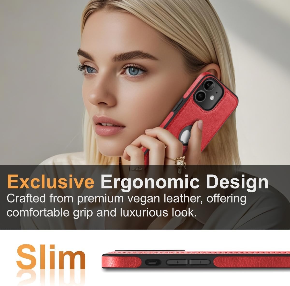 Luxury Leather Case for iPhone 11 – Slim Business Cover, Anti-Slip, Red (6.1")