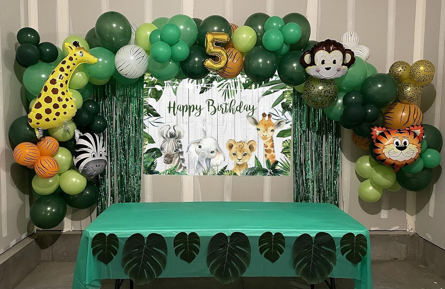 Jungle Safari Wild One Backdrop Bday Party Rustic Wooden Palm Tree 84L x 60W
