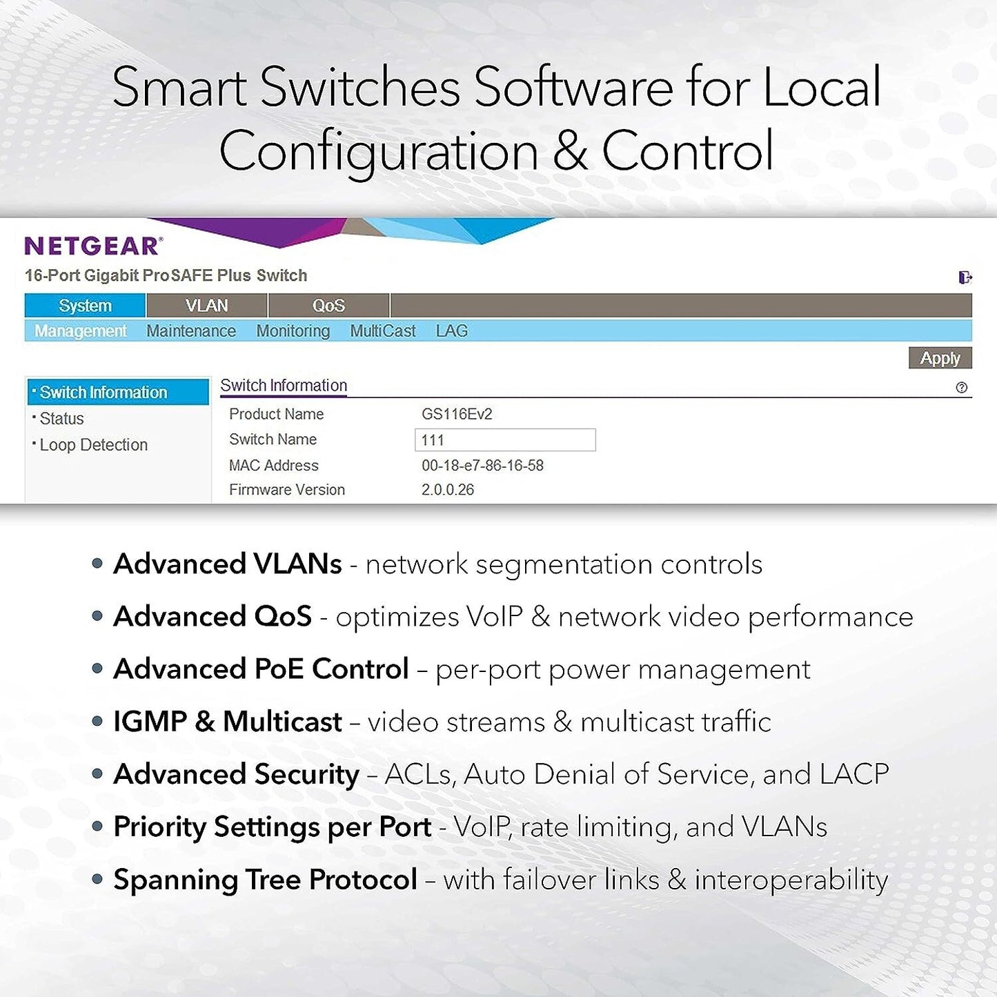NETGEAR 8port Gigabit Ethernet Smart Managed Pro PoE Switch w Cloud Management