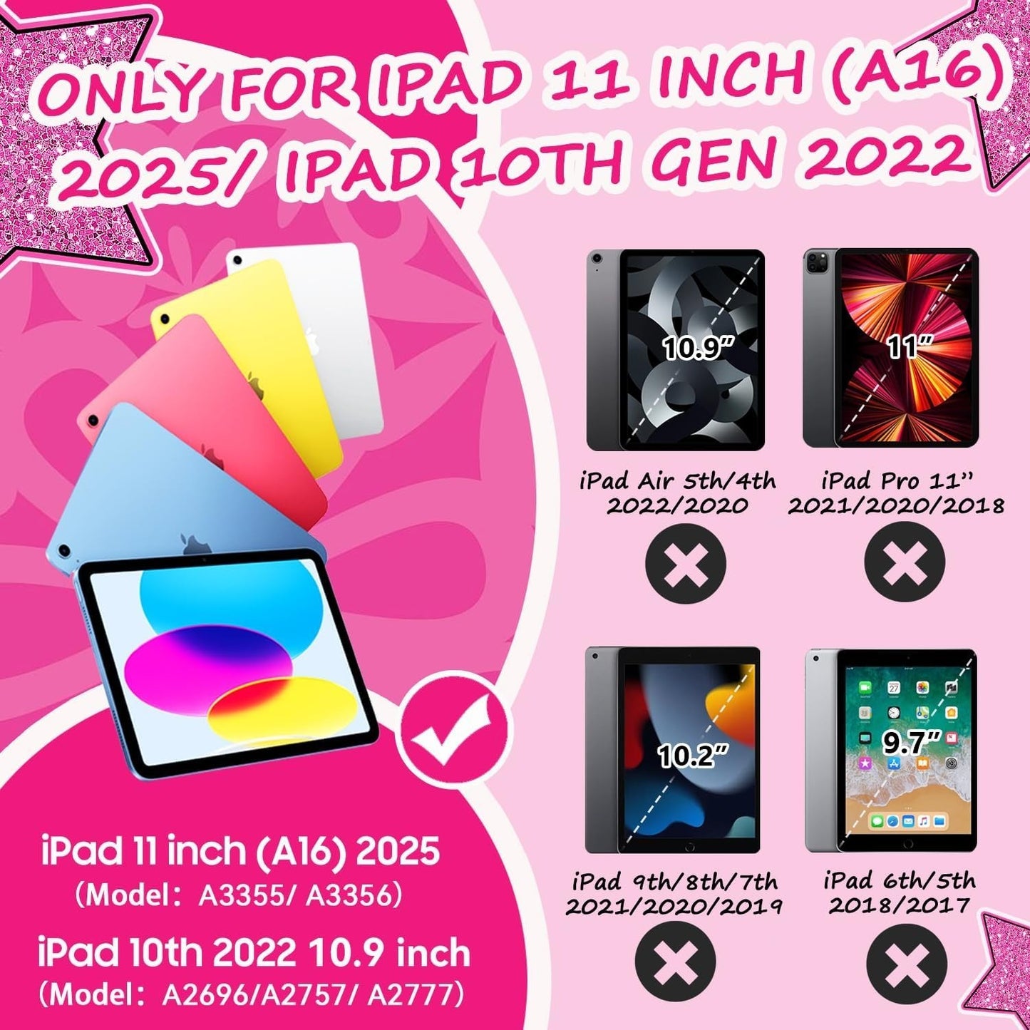 Cantis Case for iPad 11" 2025/10.9" 10th Gen w/ Kickstand & Pencil Holder Pink