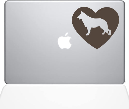 Decal Guru Heart German Shepherd Decal Vinyl Sticker 11 MacBook Air Brown
