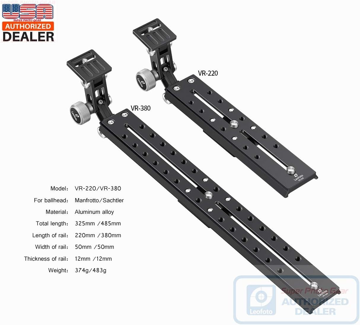 Leofoto VR-380 380mm Long Lens Support for Manfrotto/Sachtler Tripod Head