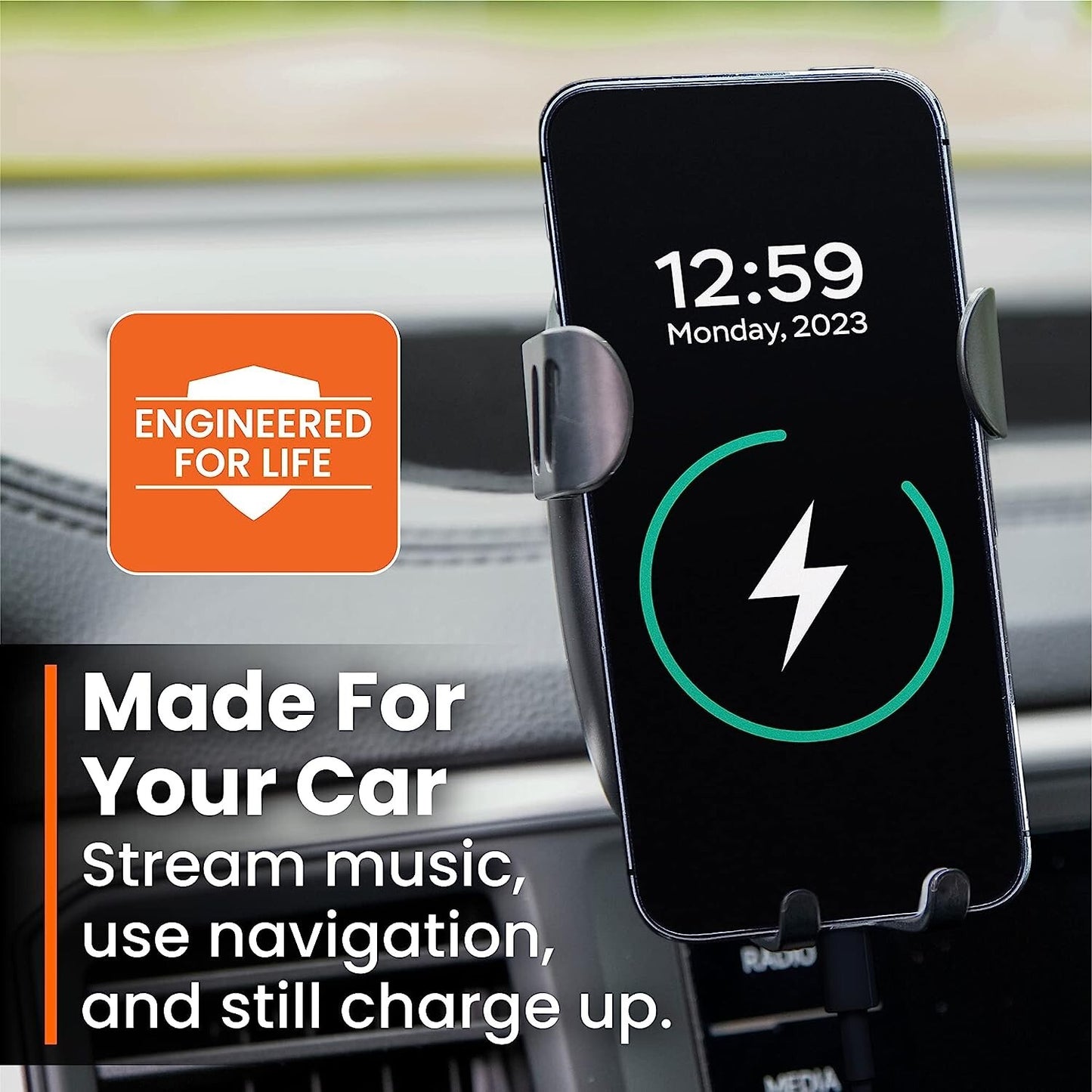 10W Ventev Wireless Car Mount Kit Qi Dark Grey Car Holders Mounts