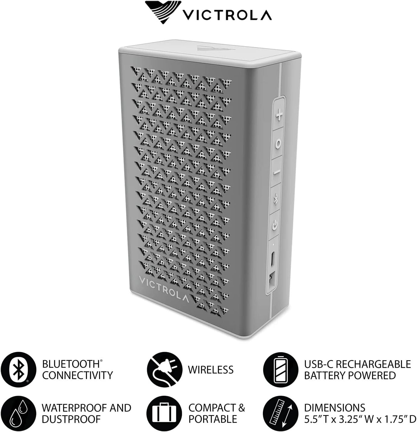 Victrola Music Edition 1 Portable Bluetooth Speaker Silver