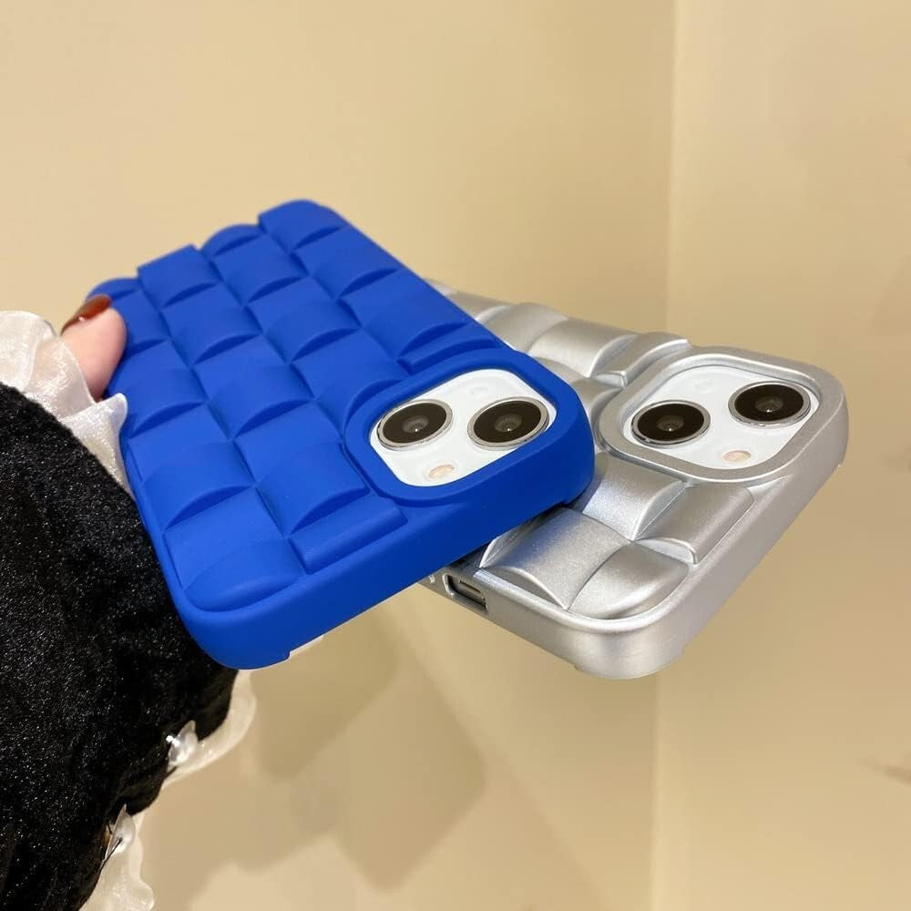 TPU iPhone Cute 3D Weave Grid Lattice Print Design Soft Silicone Camera