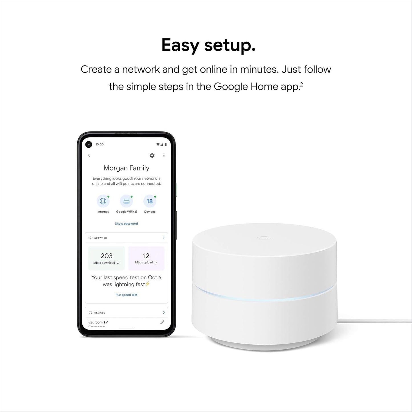GA02430-US Google Wifi Whole Home WiFi System White w/ Parental Control - 1-Pack